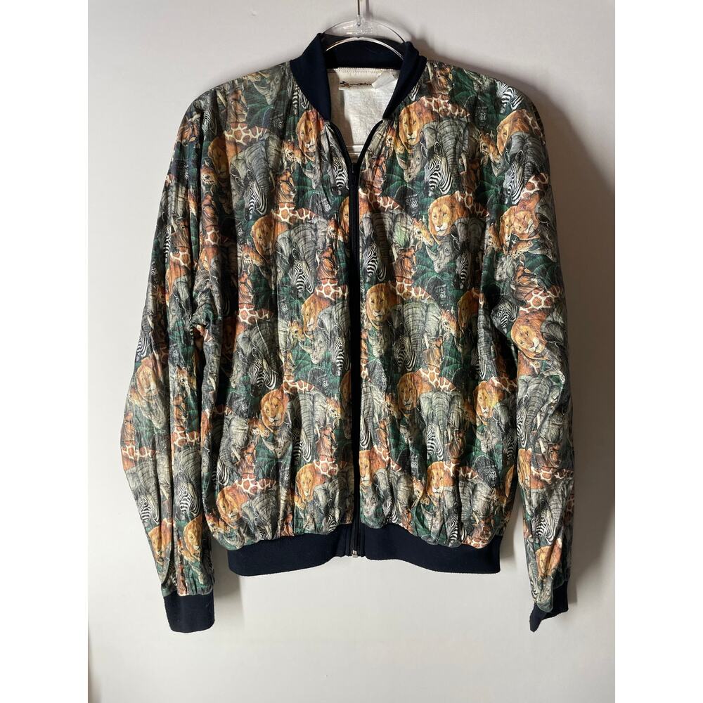 Walt Disney Vintage Tyvek Wind Breaker Jacket Safari Animals All Over Print MED